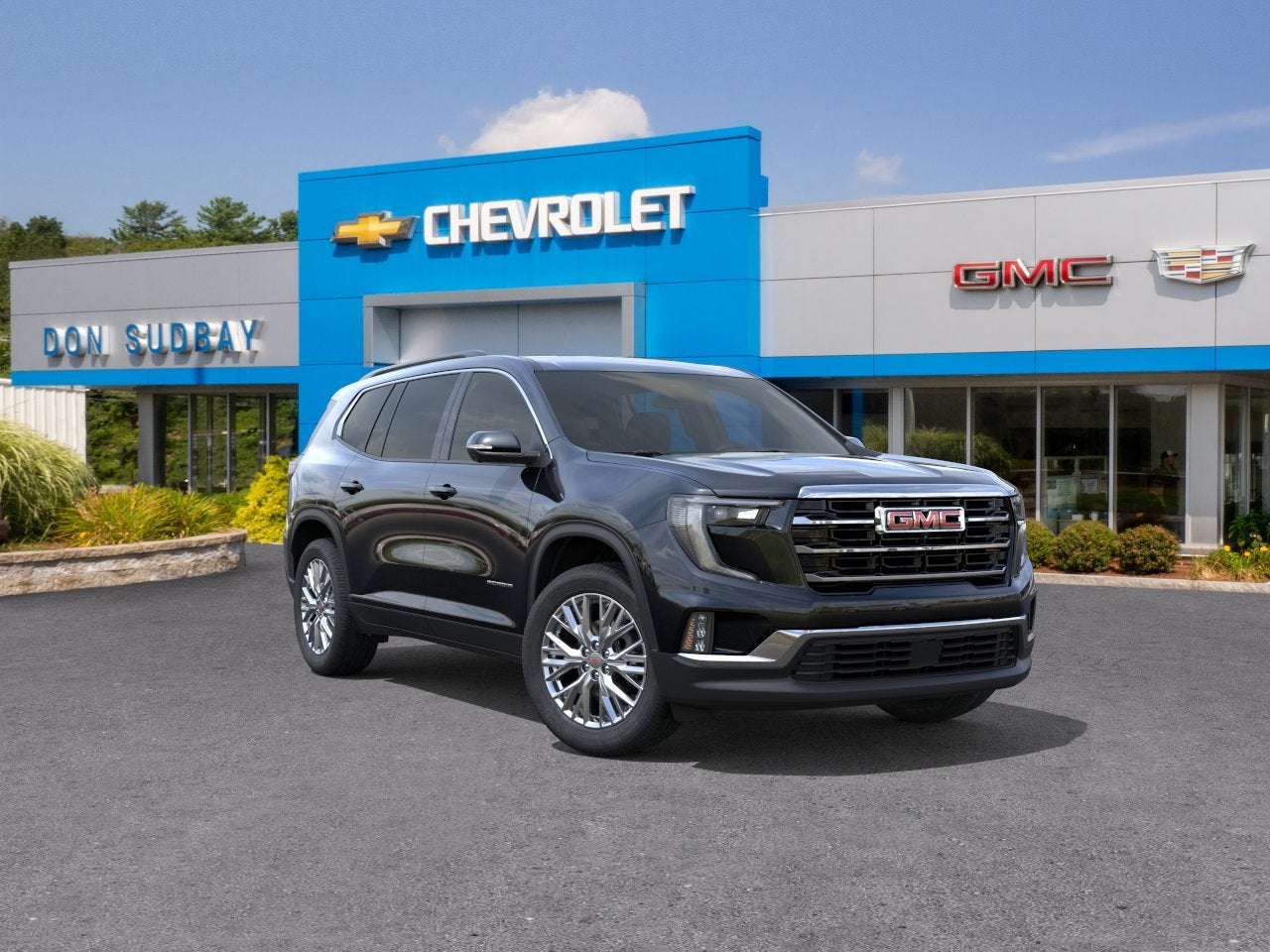 2026 GMC Acadia Elevation in Ebony Twilight Metallic — front three-quarter view