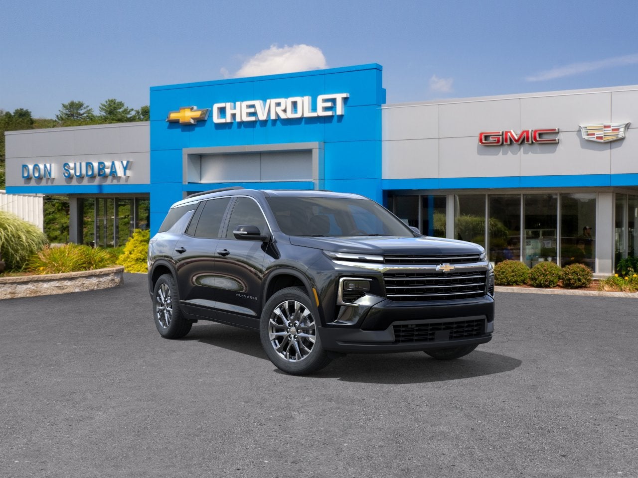 2026 Chevrolet Traverse LT in Mosaic Black Metallic — front three-quarter view