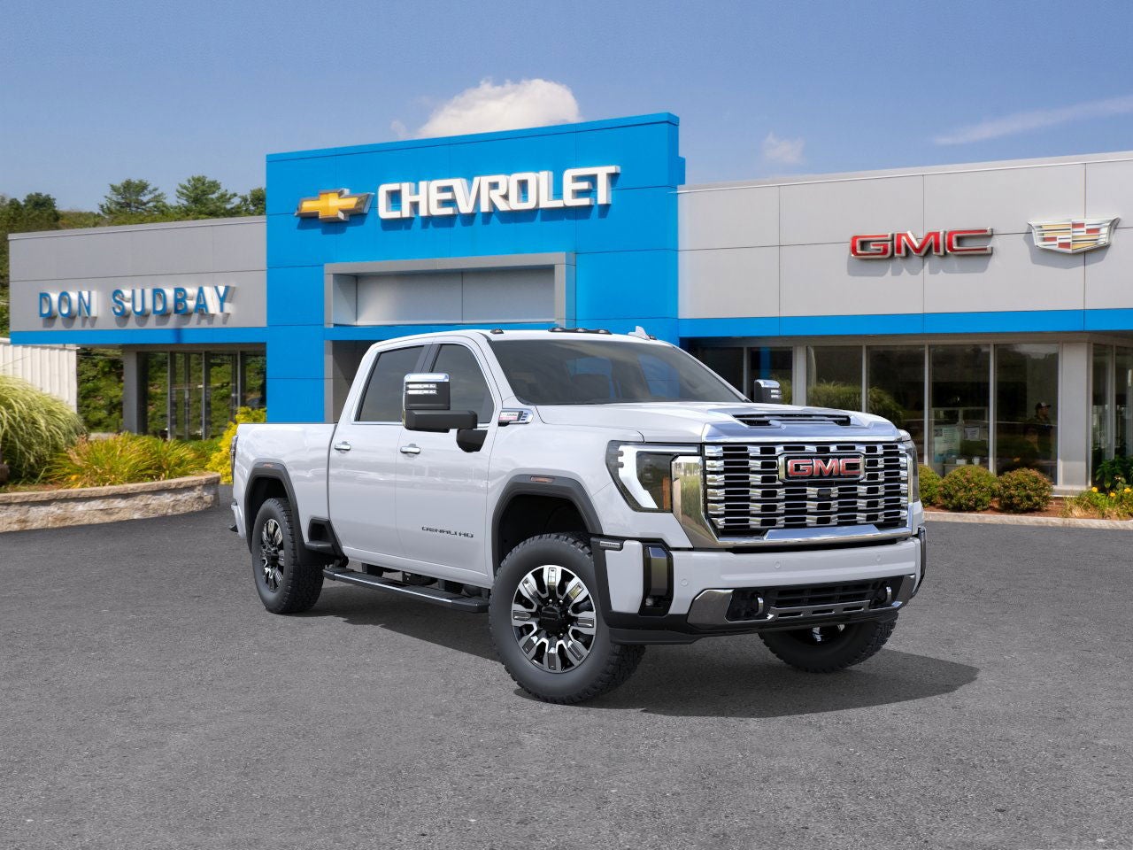 2026 GMC Sierra 2500 HD Denali in Summit White — front three-quarter view