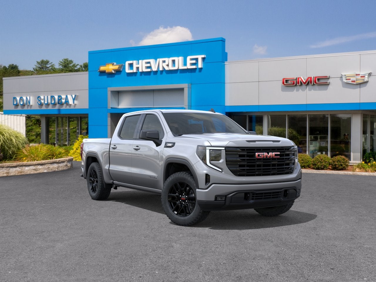 2026 GMC Sierra 1500 Elevation in Sterling Metallic — front three-quarter view