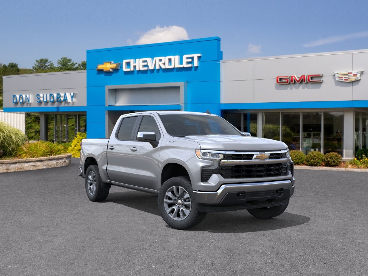2026 Chevrolet Silverado 1500 LT (2FL) in Sterling Gray Metallic — front three-quarter view