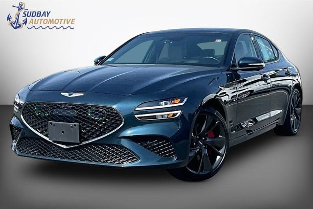 2023 Genesis G70 3.3T in Tasman Blue — front three-quarter view